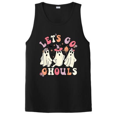 Retro Groovy Let's Go Ghouls Halloween Ghost Outfit Costume Gift PosiCharge Competitor Tank