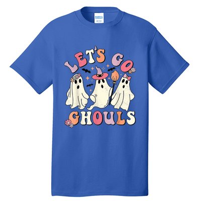 Retro Groovy Let's Go Ghouls Halloween Ghost Outfit Costume Gift Tall T-Shirt