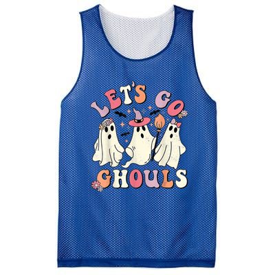 Retro Groovy Let's Go Ghouls Halloween Ghost Outfit Costume Gift Mesh Reversible Basketball Jersey Tank