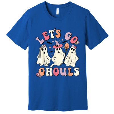 Retro Groovy Let's Go Ghouls Halloween Ghost Outfit Costume Gift Premium T-Shirt