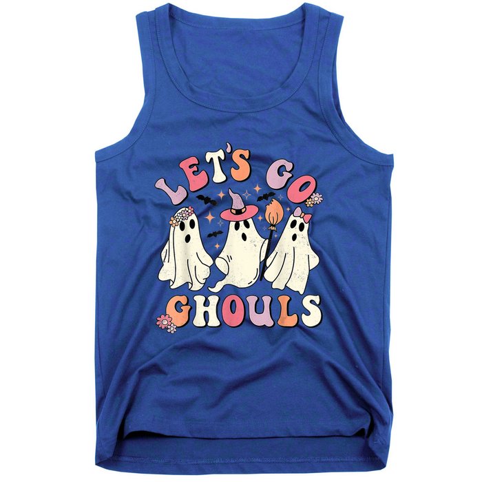 Retro Groovy Let's Go Ghouls Halloween Ghost Outfit Costume Gift Tank Top