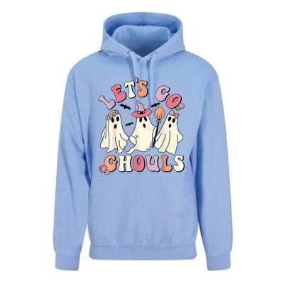 Retro Groovy Let's Go Ghouls Halloween Ghost Outfit Costume Gift Unisex Surf Hoodie