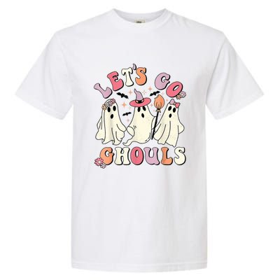 Retro Groovy Let's Go Ghouls Halloween Ghost Outfit Costume Gift Garment-Dyed Heavyweight T-Shirt