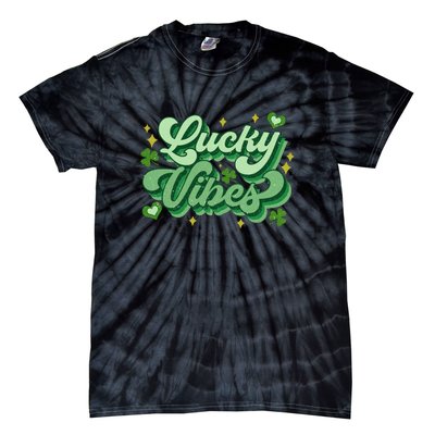 Retro Groovy Lucky Vibes Funny St. Patrick's Day Clothes Tie-Dye T-Shirt