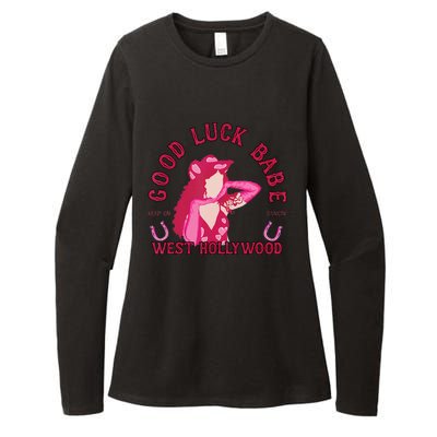 Retro Good Luck Babe Western Cowgirl Pony Club Disco Gift Womens CVC Long Sleeve Shirt