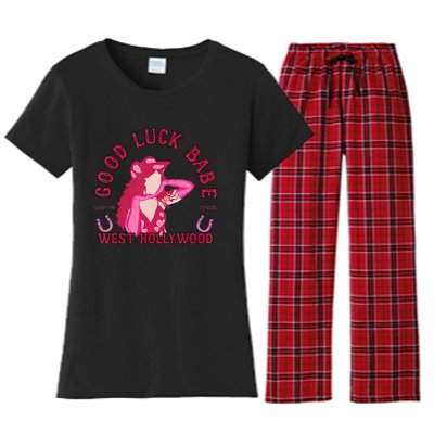 Retro Good Luck Babe Western Cowgirl Pony Club Disco Gift Women's Flannel Pajama Set