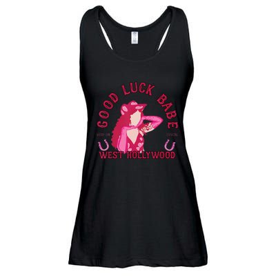 Retro Good Luck Babe Western Cowgirl Pony Club Disco Gift Ladies Essential Flowy Tank