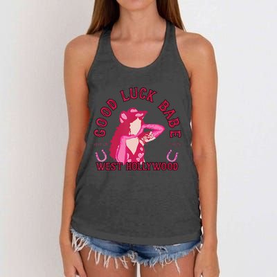 Retro Good Luck Babe Western Cowgirl Pony Club Disco Gift Women's Knotted Racerback Tank