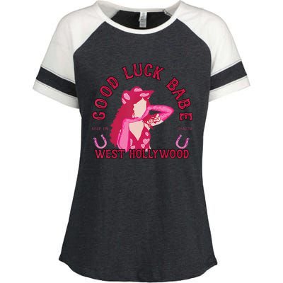 Retro Good Luck Babe Western Cowgirl Pony Club Disco Gift Enza Ladies Jersey Colorblock Tee