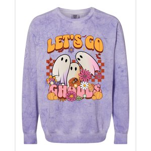 Retro Groovy Lets Go Ghouls Halloween Ghost Costumes Funny Gift Cool Gift Colorblast Crewneck Sweatshirt