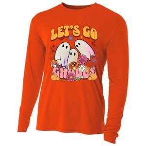 Retro Groovy Lets Go Ghouls Halloween Ghost Costumes Funny Gift Cool Gift Cooling Performance Long Sleeve Crew