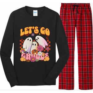 Retro Groovy Lets Go Ghouls Halloween Ghost Costumes Funny Gift Cool Gift Long Sleeve Pajama Set