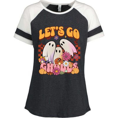 Retro Groovy Lets Go Ghouls Halloween Ghost Costumes Funny Gift Cool Gift Enza Ladies Jersey Colorblock Tee