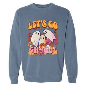 Retro Groovy Lets Go Ghouls Halloween Ghost Costumes Funny Gift Cool Gift Garment-Dyed Sweatshirt