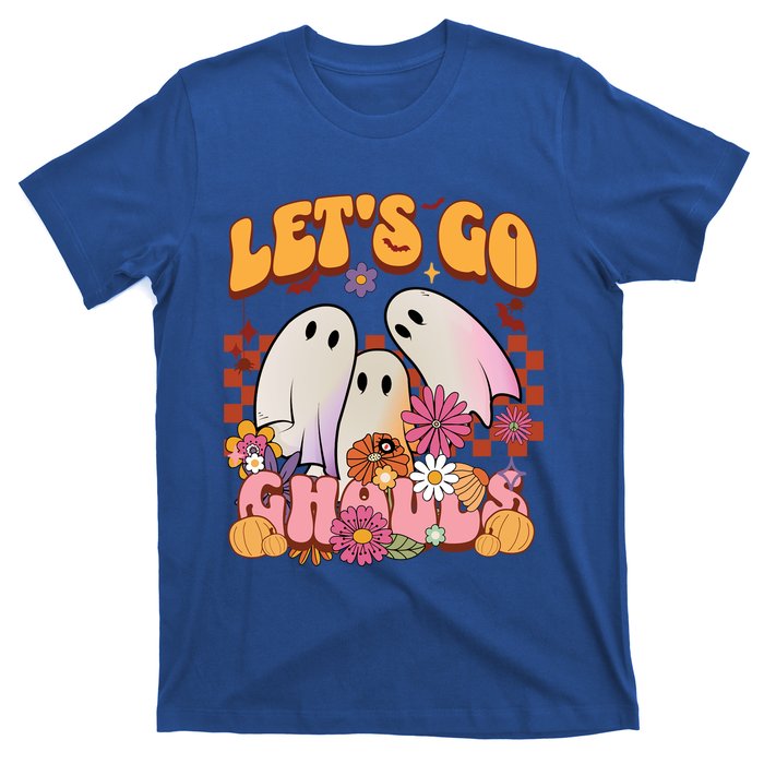 Retro Groovy Lets Go Ghouls Halloween Ghost Costumes Funny Gift Cool Gift T-Shirt