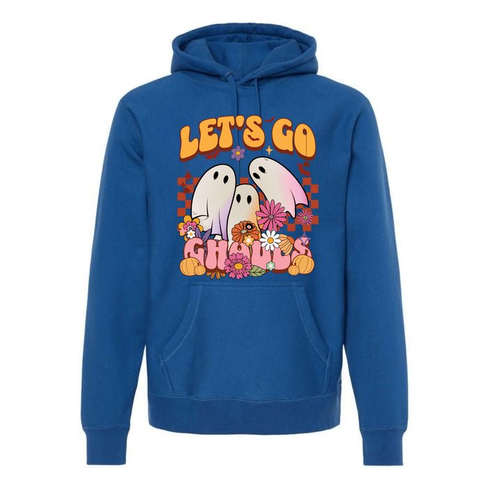 Retro Groovy Lets Go Ghouls Halloween Ghost Costumes Funny Gift Cool Gift Premium Hoodie