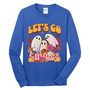 Retro Groovy Lets Go Ghouls Halloween Ghost Costumes Funny Gift Cool Gift Tall Long Sleeve T-Shirt