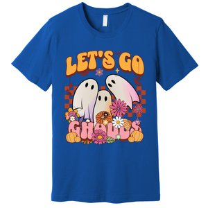 Retro Groovy Lets Go Ghouls Halloween Ghost Costumes Funny Gift Cool Gift Premium T-Shirt