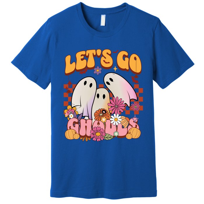 Retro Groovy Lets Go Ghouls Halloween Ghost Costumes Funny Gift Cool Gift Premium T-Shirt