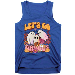 Retro Groovy Lets Go Ghouls Halloween Ghost Costumes Funny Gift Cool Gift Tank Top