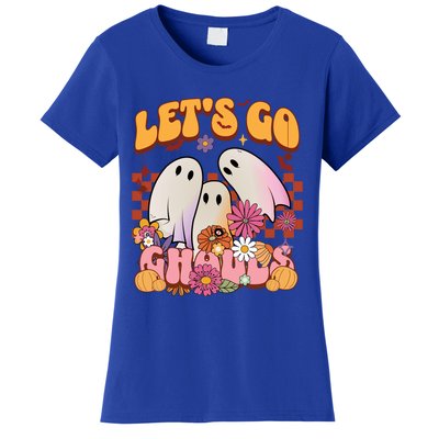 Retro Groovy Lets Go Ghouls Halloween Ghost Costumes Funny Gift Cool Gift Women's T-Shirt