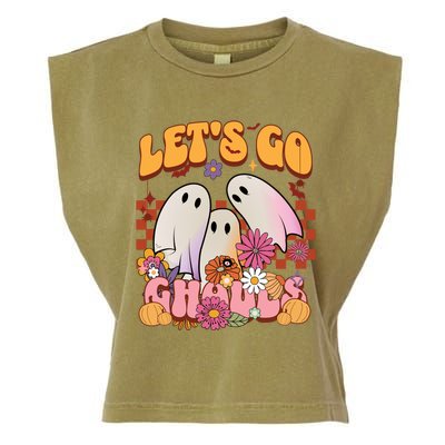 Retro Groovy Lets Go Ghouls Halloween Ghost Costumes Funny Gift Cool Gift Garment-Dyed Women's Muscle Tee