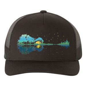 retro Guitar Lake Reflections Night Sky and Moon Yupoong Adult 5-Panel Trucker Hat