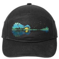 retro Guitar Lake Reflections Night Sky and Moon 7-Panel Snapback Hat