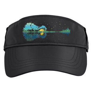 retro Guitar Lake Reflections Night Sky and Moon Adult Drive Performance Visor