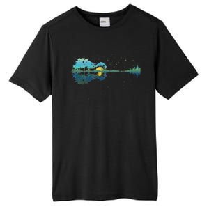 retro Guitar Lake Reflections Night Sky and Moon Tall Fusion ChromaSoft Performance T-Shirt