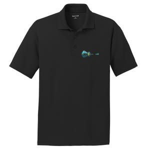 retro Guitar Lake Reflections Night Sky and Moon PosiCharge RacerMesh Polo