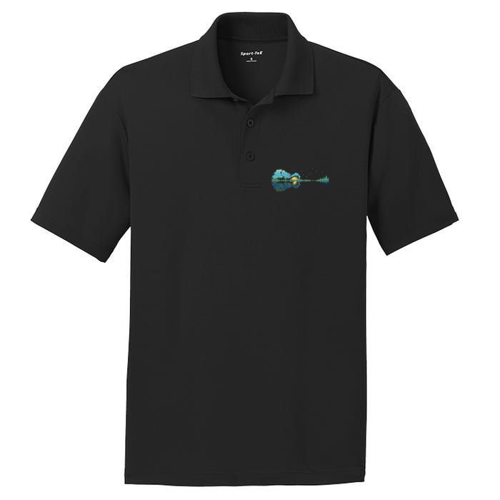 retro Guitar Lake Reflections Night Sky and Moon PosiCharge RacerMesh Polo