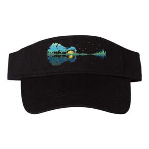 retro Guitar Lake Reflections Night Sky and Moon Valucap Bio-Washed Visor