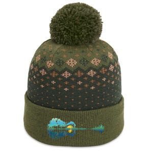 retro Guitar Lake Reflections Night Sky and Moon The Baniff Cuffed Pom Beanie