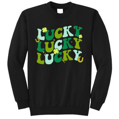 Retro Groovy Lucky St Patricks Day Shamrock Irish Matching Sweatshirt