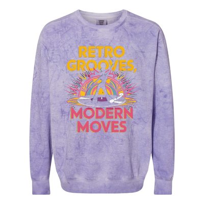 Retro Grooves Modern Moves Vinyl Fan Colorblast Crewneck Sweatshirt