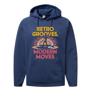 Retro Grooves Modern Moves Vinyl Fan Performance Fleece Hoodie