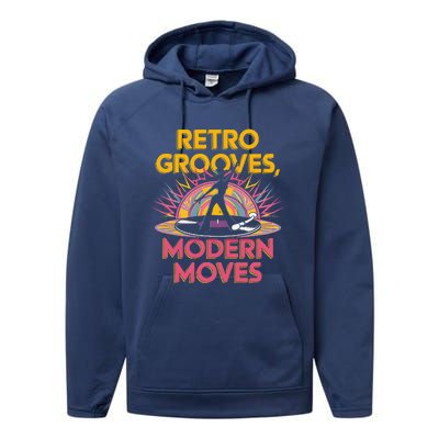 Retro Grooves Modern Moves Vinyl Fan Performance Fleece Hoodie