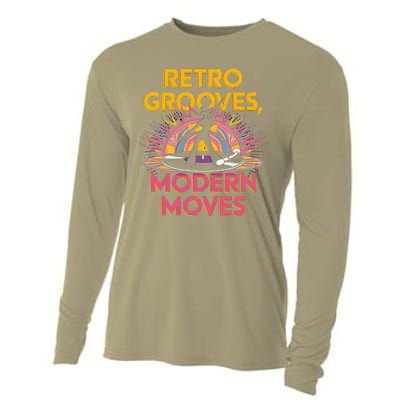 Retro Grooves Modern Moves Vinyl Fan Cooling Performance Long Sleeve Crew