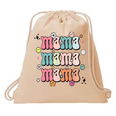 Retro Groovy Mama Matching Family Mother's Day Party Drawstring Bag