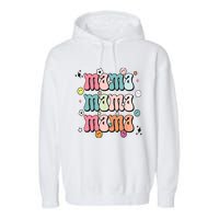 Retro Groovy Mama Matching Family Mother's Day Party Garment-Dyed Fleece Hoodie