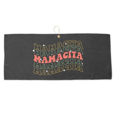 Retro Groovy Mamacita Mexican Mom Mothers Day Cinco De Mayo Large Microfiber Waffle Golf Towel