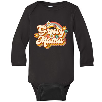 Retro Groovy Mama Family Birthday 60s 70s Hippie Costume Baby Long Sleeve Bodysuit