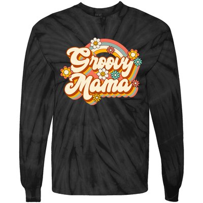 Retro Groovy Mama Family Birthday 60s 70s Hippie Costume Tie-Dye Long Sleeve Shirt