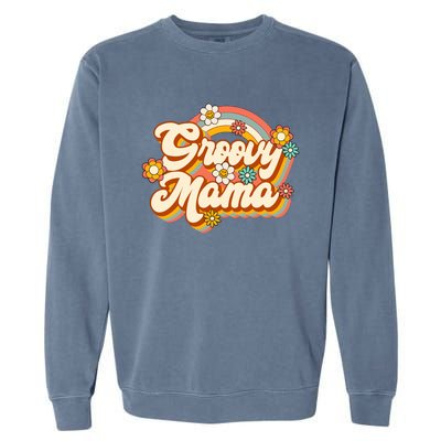 Retro Groovy Mama Family Birthday 60s 70s Hippie Costume Garment-Dyed Sweatshirt