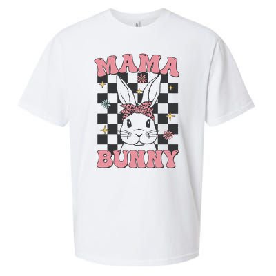 Retro Groovy Mama Bunny Matching Family Easter Mom Mother Sueded Cloud Jersey T-Shirt