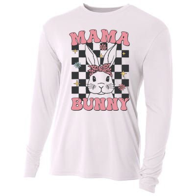 Retro Groovy Mama Bunny Matching Family Easter Mom Mother Cooling Performance Long Sleeve Crew