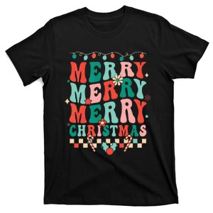 Retro Groovy Merry Christmas Vibes Hippie Family Matching T-Shirt