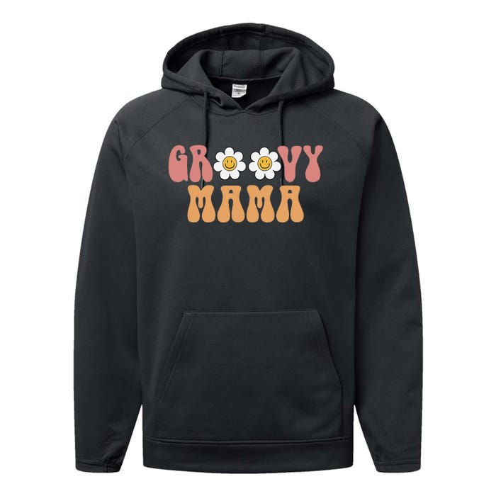 Retro Groovy Mama 70s Aesthetic 1970's Mother's Day Performance Fleece Hoodie