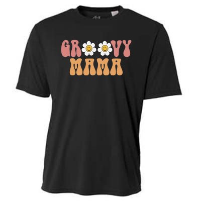 Retro Groovy Mama 70s Aesthetic 1970's Mother's Day Cooling Performance Crew T-Shirt